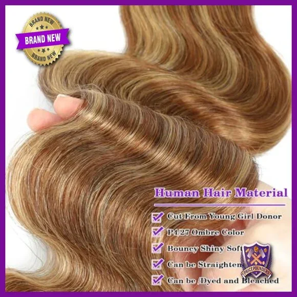 Human Hair Extensions 4 Bundles with Closure Body Wave 30 Inch